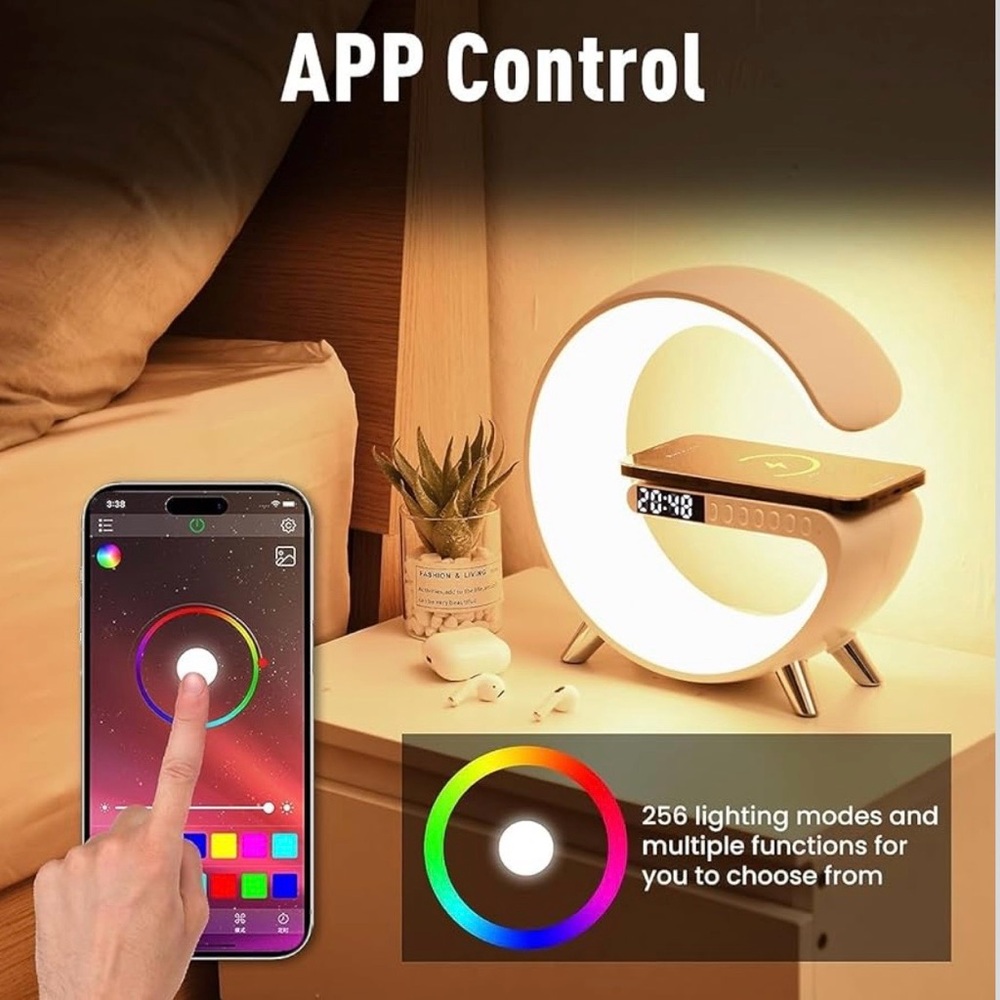 Smart LED Table Lamp, 4 N 1 Charger, Nightlight, Alarm Clock ,Bluetooth - Picture 6 of 9